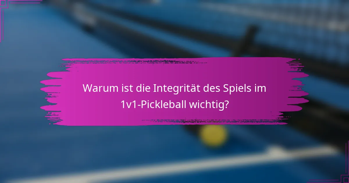 Warum ist die Integrität des Spiels im 1v1-Pickleball wichtig?