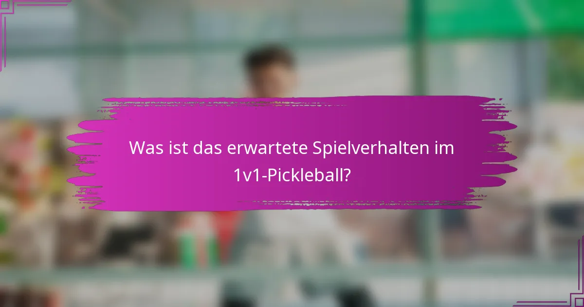 Was ist das erwartete Spielverhalten im 1v1-Pickleball?