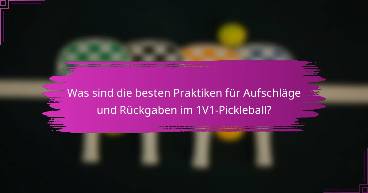 Was sind die besten Praktiken für Aufschläge und Rückgaben im 1V1-Pickleball?