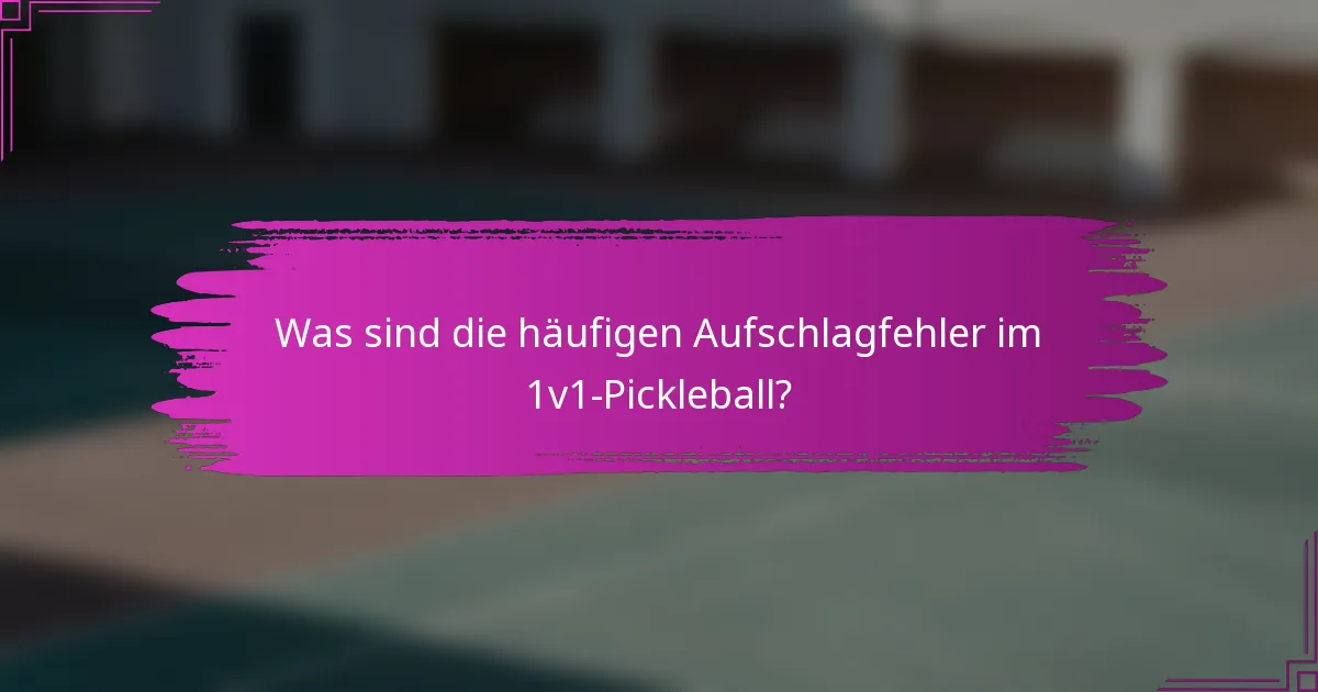 Was sind die häufigen Aufschlagfehler im 1v1-Pickleball?