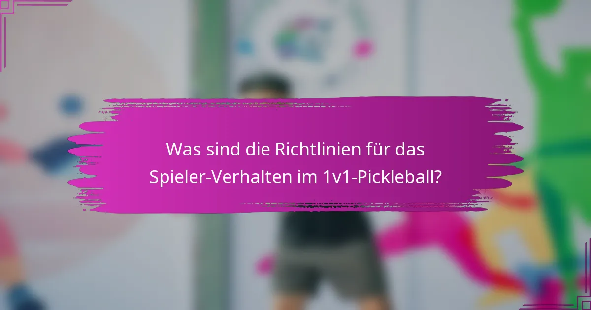 Was sind die Richtlinien für das Spieler-Verhalten im 1v1-Pickleball?