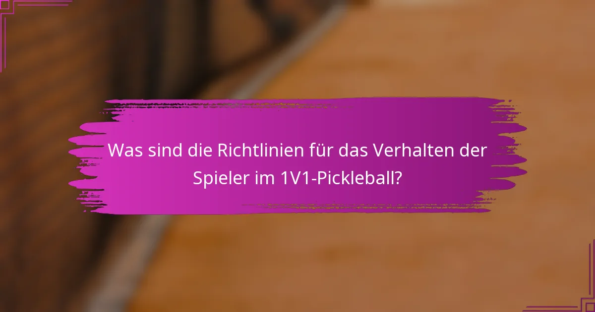 Was sind die Richtlinien für das Verhalten der Spieler im 1V1-Pickleball?