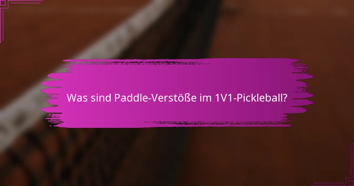 Was sind Paddle-Verstöße im 1V1-Pickleball?