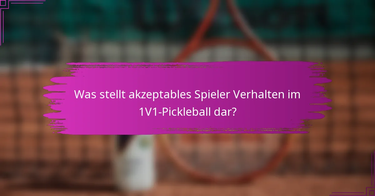 Was stellt akzeptables Spieler Verhalten im 1V1-Pickleball dar?