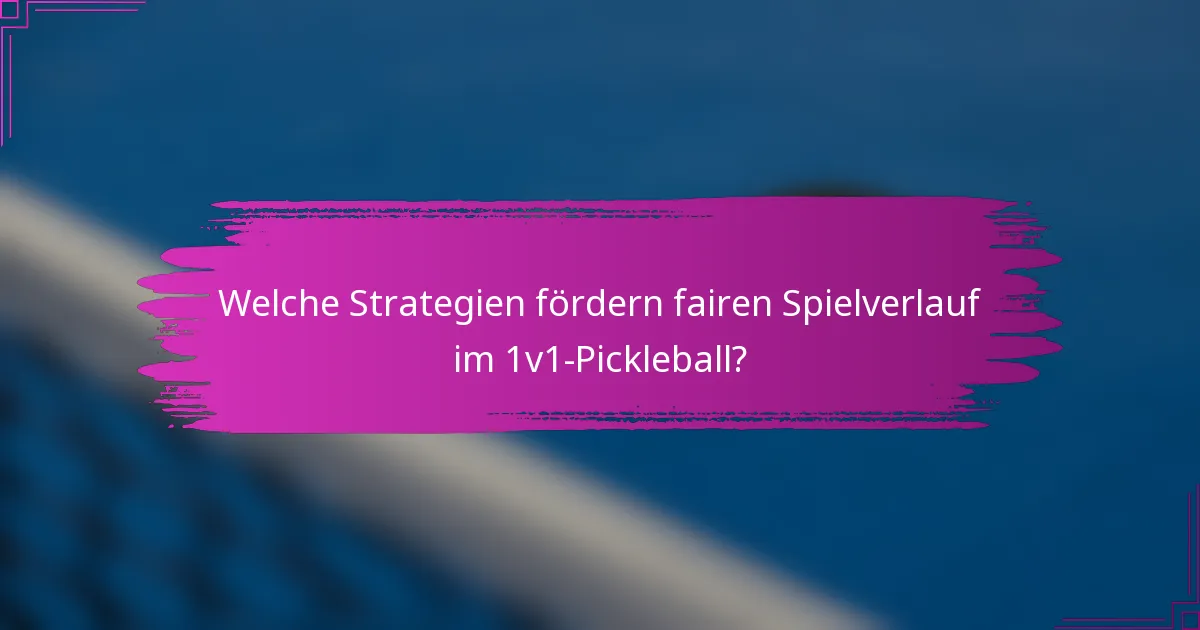 Welche Strategien fördern fairen Spielverlauf im 1v1-Pickleball?