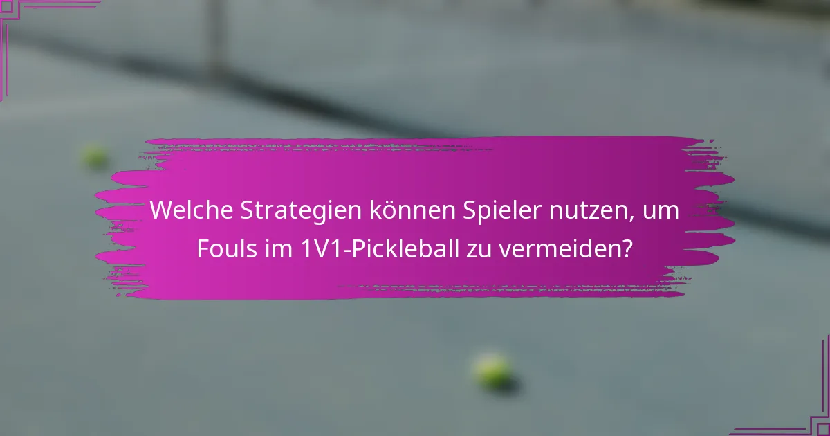 Welche Strategien können Spieler nutzen, um Fouls im 1V1-Pickleball zu vermeiden?