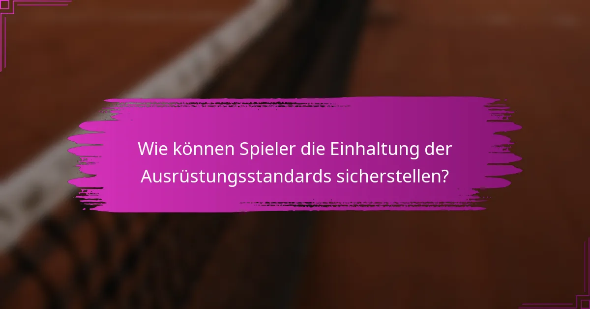 Wie können Spieler die Einhaltung der Ausrüstungsstandards sicherstellen?