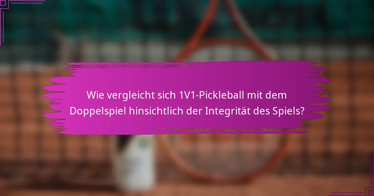Wie vergleicht sich 1V1-Pickleball mit dem Doppelspiel hinsichtlich der Integrität des Spiels?